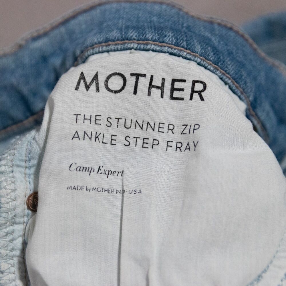 Mother The Stunner Zip Ankle Step Fray Camp Expert Blue Jeans Women's 26x26 - Picture 5 of 10